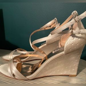 Badgley Mischka wedge wedding heels, 8